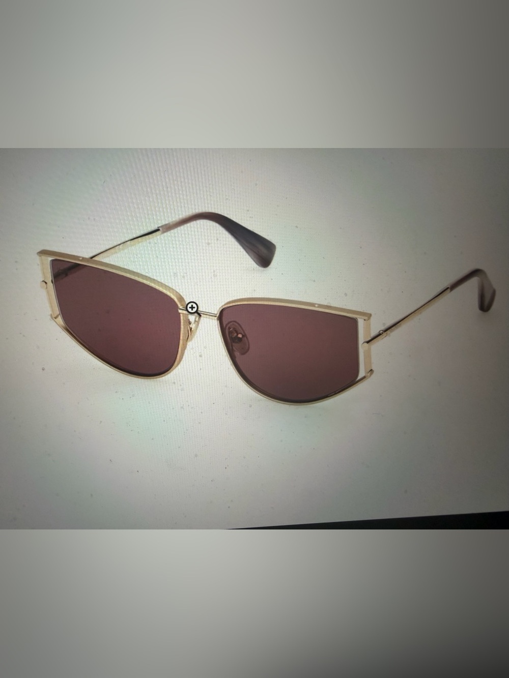 Max Mara Gold Frame Sunglasses with Brown/Pink Lenses New In Case